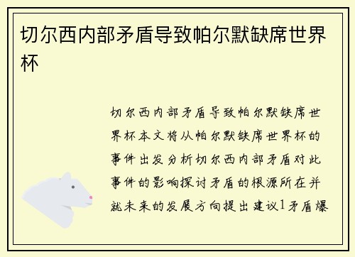 切尔西内部矛盾导致帕尔默缺席世界杯